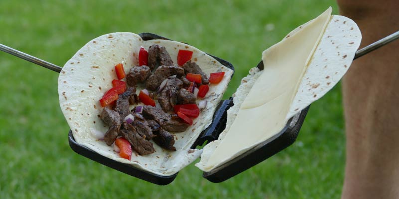 Pie Iron with Tortilla Steak and Cheese