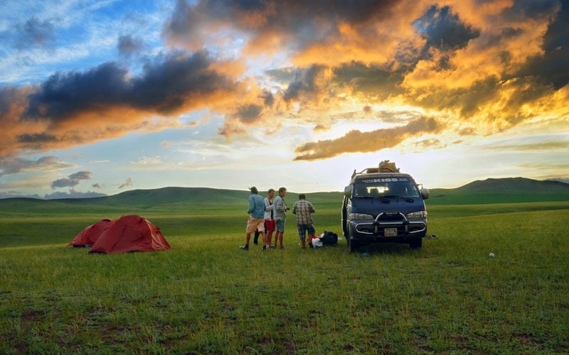 Camping in the sunset