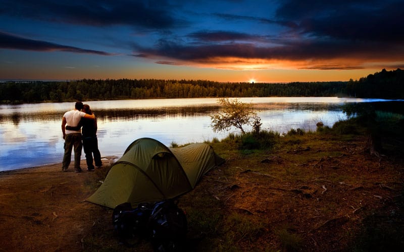 Romantic Camping Sunset