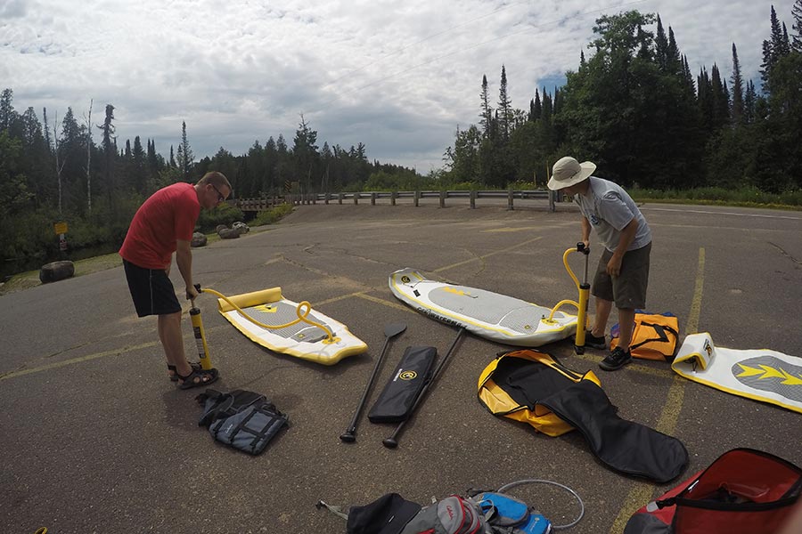 Inflating our C4 Waterman iSUP boards