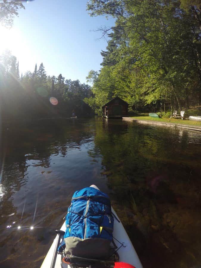 Paddling along the Bois Brule River.