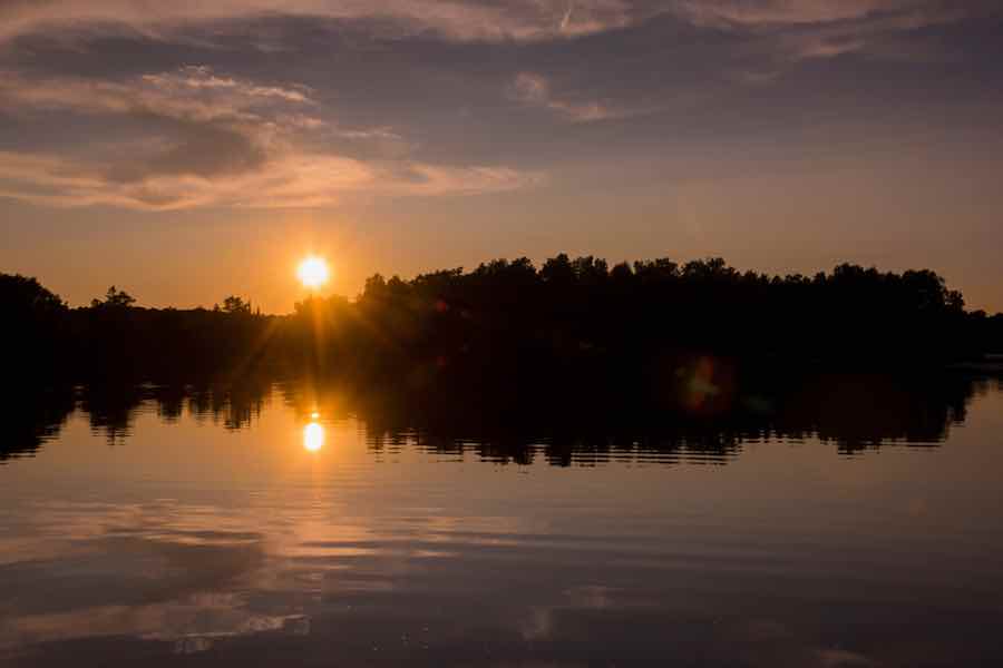 Sunset over a lake in Chequamegon National Forest