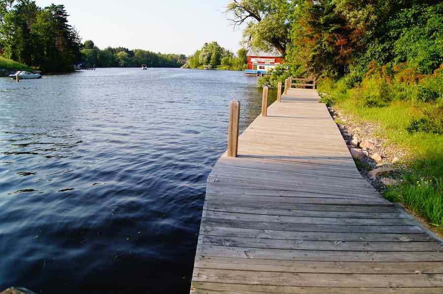 Dock next to Eagle River in Wisconsin