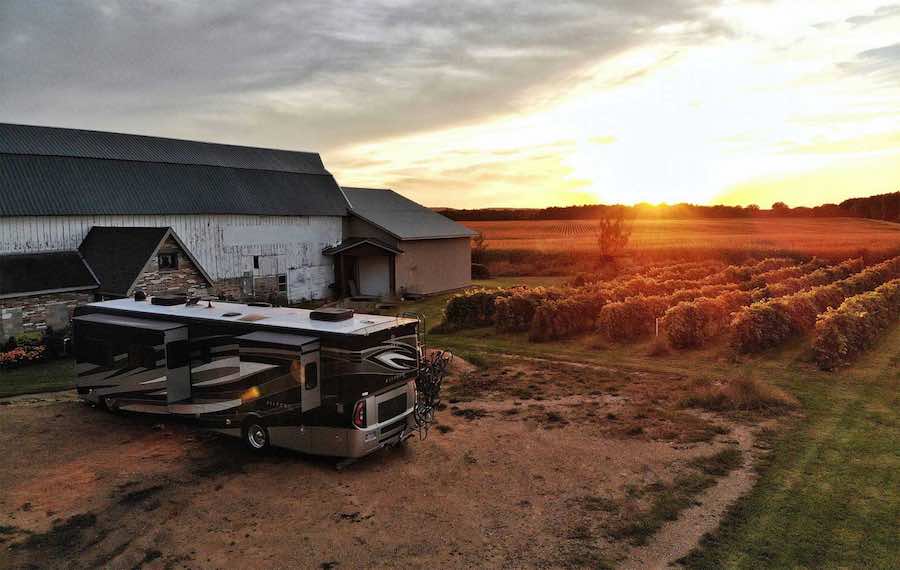 Photo of RV camping at a farm as part of Harvest Hosts.
