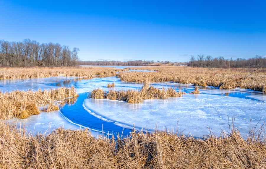Wolf River in Wisconsin in winter
