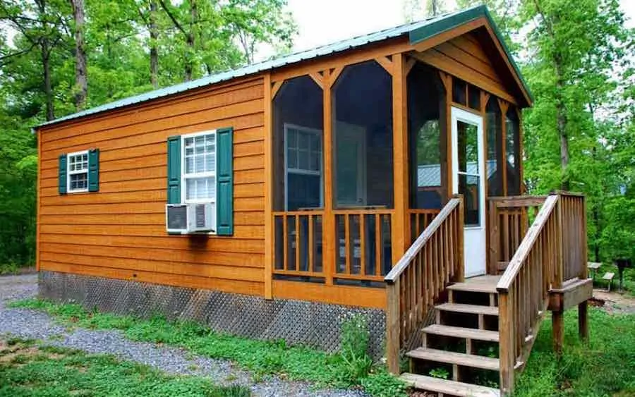 40 of the Best Places To Go Camping In Virginia 32 Cindy delux Cabin at Yogi Bear Jellystone Park in Natural Bridge, VA