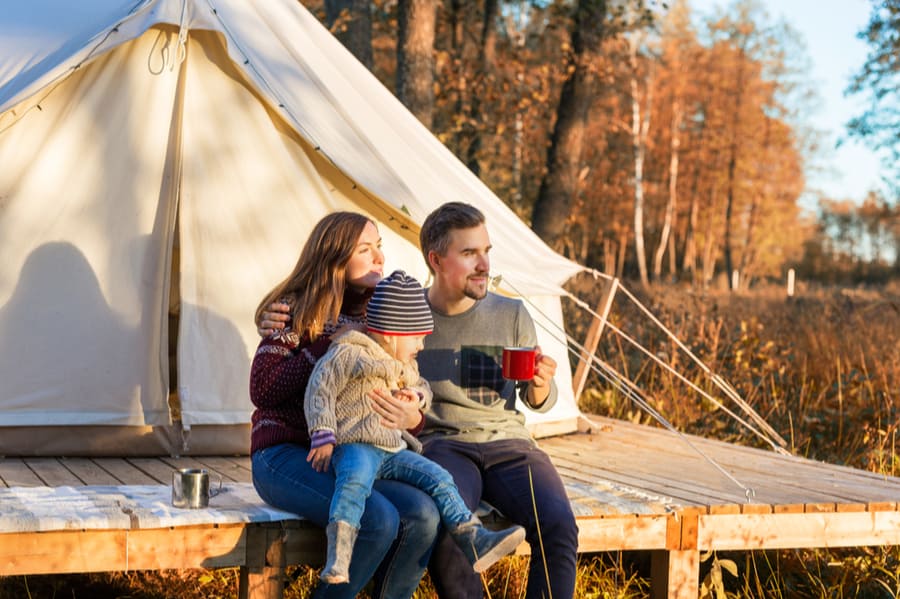 Family in Front of Glamping Tent