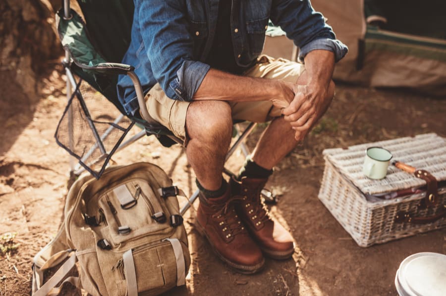 Man Sitting in a Backpacking Chair