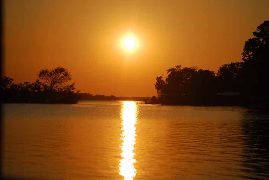 Lake Murvaul in Carthage, Texas at dusk