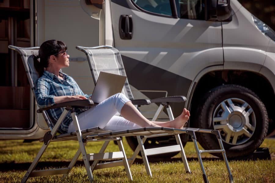 Harvest Hosts Review: Find Unique RV Camping Across North America 1 Woman Sitting in Front of RV
