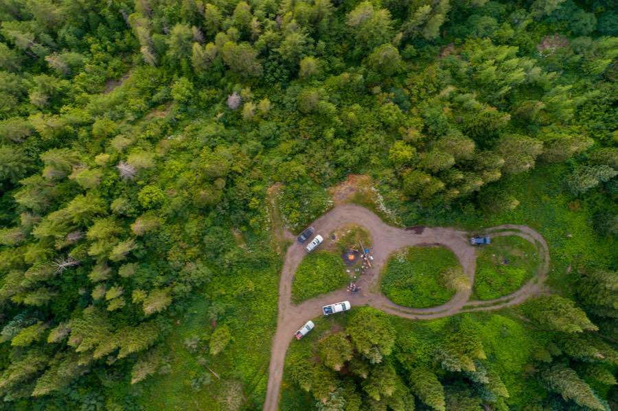 Dispersed Campsite Pull-Off Aerial View