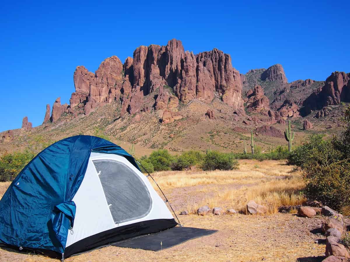Tonto National Forest Camping Guide 3 Tent camping at Lost Dutchman State Park in the Tonto National Forest.