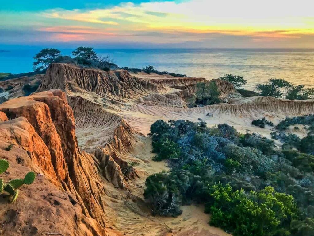 A view of the California coast at Torrey Pines State Park. California state parks camping.