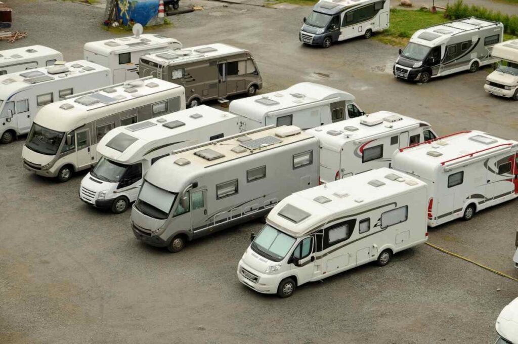 Full Time RV Living: A Comprehensive Guide to Life on the Road 3 RVs in a Parking Lot