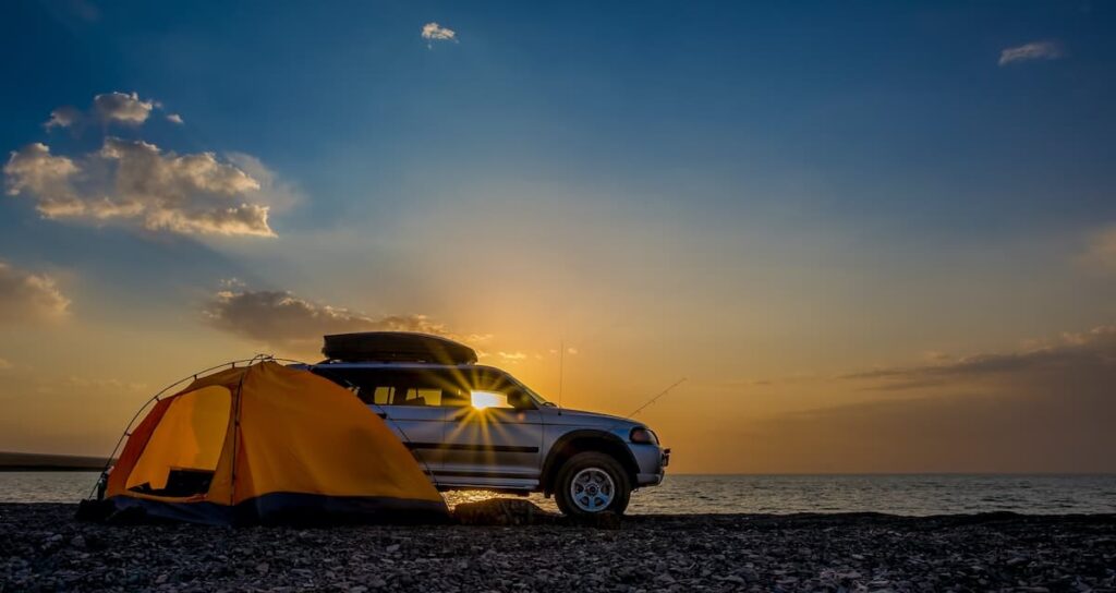 Car camping on the coast.