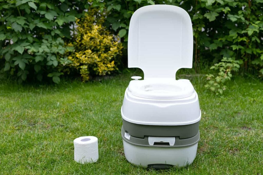 A portable camping toilet.