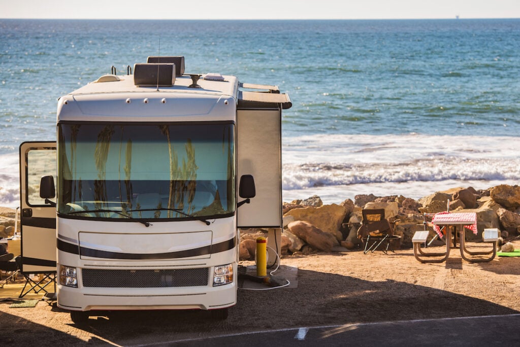 The 20 Best RV Parks in Massachusetts 2 RV Campground on the Seashore with Scenic View. Motorhome Traveling Theme.