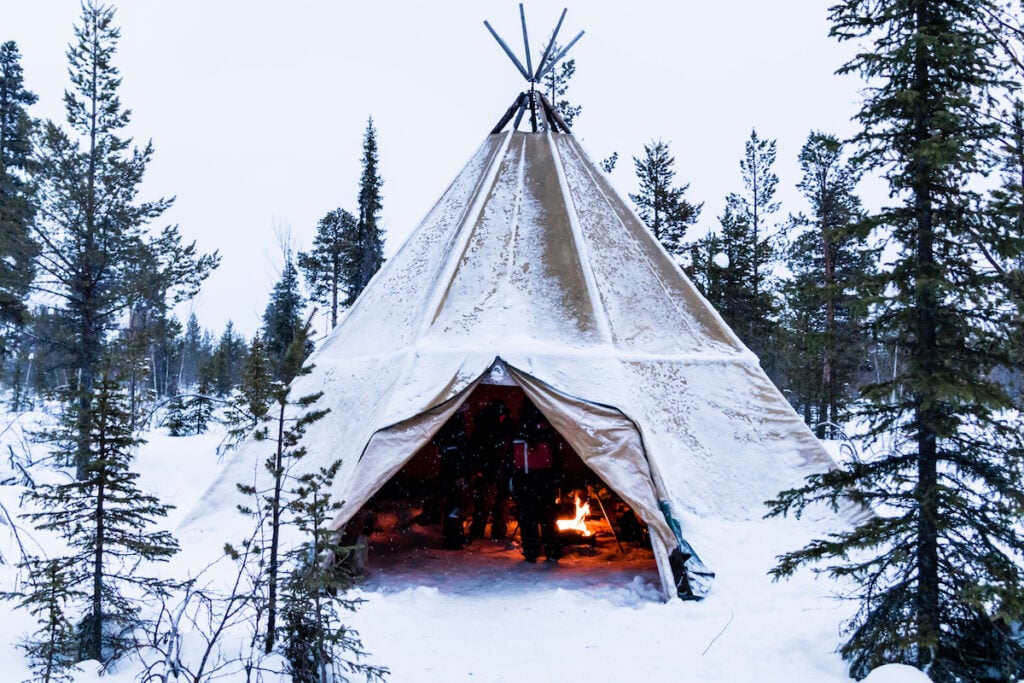 Tipi in Lapland,Sweden, in Winter